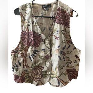 VTG Karen kane Tapestry Vest Women L 90s Boho Cottagecore Artsy Grandmacore